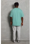 Unisex Oversize Düz Bisiklet Yaka T-Shirt - Mint Yeşili
