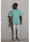 Unisex Oversize Düz Bisiklet Yaka T-Shirt - Mint Yeşili