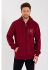 Unisex Tam Fermuarlı Kapşonlu Özel Tasarım SweatShirt - Bordo