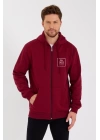 Unisex Tam Fermuarlı Kapşonlu Özel Tasarım SweatShirt - Bordo
