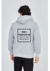 Unisex Tam Fermuarlı Kapşonlu Özel Tasarım SweatShirt - Gri
