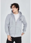 Unisex Tam Fermuarlı Kapşonlu Özel Tasarım SweatShirt - Gri