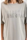 Unisex Taş Desenli Oversize T-Shirt - Gri