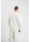 Uzun Kol Bisiklet Yaka Basic SweatShirt - Beyaz