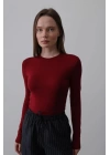 Uzun Kol Crop Top - Bordo