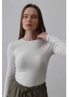 Uzun Kol Crop Top - Ekru