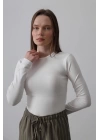 Uzun Kol Crop Top - Ekru