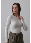 Uzun Kol Crop Top - Ekru