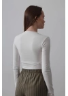 Uzun Kol Crop Top - Ekru