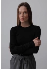 Uzun Kol Crop Top - Siyah