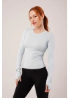 Uzun Kollu Basic Bebe Mavisi Bluz