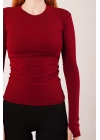 Uzun Kollu Basic Bordo Bluz