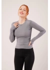 Uzun Kollu Basic Gri Bluz