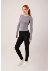 Uzun Kollu Basic Gri Bluz