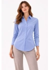 Uzun Kollu Gömlek Düğmeli Klasik Yaka Günlük Ve Ofis Şıklığına Uygun - Mavi