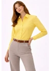 Uzun Kollu Gömlek Düğmeli Klasik Yaka Günlük Ve Ofis Şıklığına Uygun - Sarı
