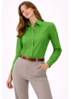 Uzun Kollu Gömlek Düğmeli Klasik Yaka Günlük Ve Ofis Şıklığına Uygun - Yeşil