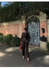 Uzun Kollu Yakalı Gömlek Pantalon Takım- Kahverengi