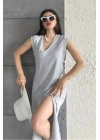 V Yaka Cepli Elbise