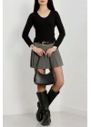 V yaka kaşkorse bluz siyah a3699