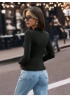 V yaka kaşkorse bluz siyah w3817
