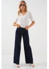 V Yaka Kısa Kol Basic Bluz 955 - Beyaz