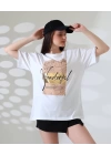 Varak baskılı imza desen tişört