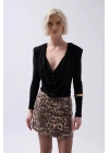Vatkalı Degaje Yaka Bodysuit