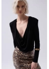 Vatkalı Degaje Yaka Bodysuit
