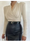 Vatkalı Kruvaze Model Sandy Bluz-Bej