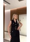 Vatkalı Yelek Etek İkili Takım