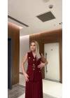Vatkalı Yelek Etek İkili Takım