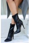 Verena Siyah Cilt Topuklu Streç Bot