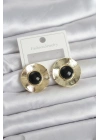 Vintage Model Siyah Gold Renk Pirinç Kadın Küpe