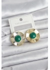 Vintage Model Yeşil Gold Renk Pirinç Kadın Küpe