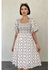 Vizon Kare Desenli Yazlık Elbise
