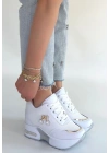 Wody Beyaz Cilt Simli Bağcıklı Spor Ayakkabı