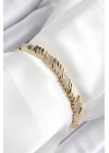 Xuping Pirinç Zirkon Taşlı Eğimli Blok Model Gold Renk Kadın Bileklik