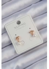 Xuping Rose Renk İnci Taşlı Düğüm Küpe
