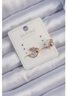 Xuping Rose Renk Zirkon Taşlı Bombeli Topçuk Earcuff Küpe