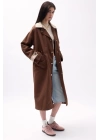 Yaka Detaylı Oversize Trençkot