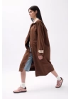 Yaka Detaylı Oversize Trençkot