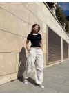 Yaka kol garnili ön parçalı bluz