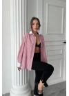 YAKA VE MANŞET BEYAZ  BOYFRİEND ÇİZGİLİ  POPLİN GÖMLEK - Bordo