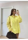 Yakalı Yandan Yırtmaçlı Gömlek - Sarı