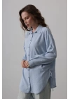 Yan Büzmeli Tunik Gömlek - Bebe Mavisi