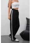 Yandan çift şeritli pantolon siyah
