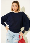 Yarasa Kol Salaş Bluz Lacivert T4273