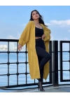 Yarasa kol uzun triko hırka hardal