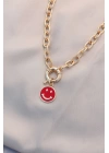Yeni Sezon Kırmızı Renk Smile Model Retro Gold Metal Kolye